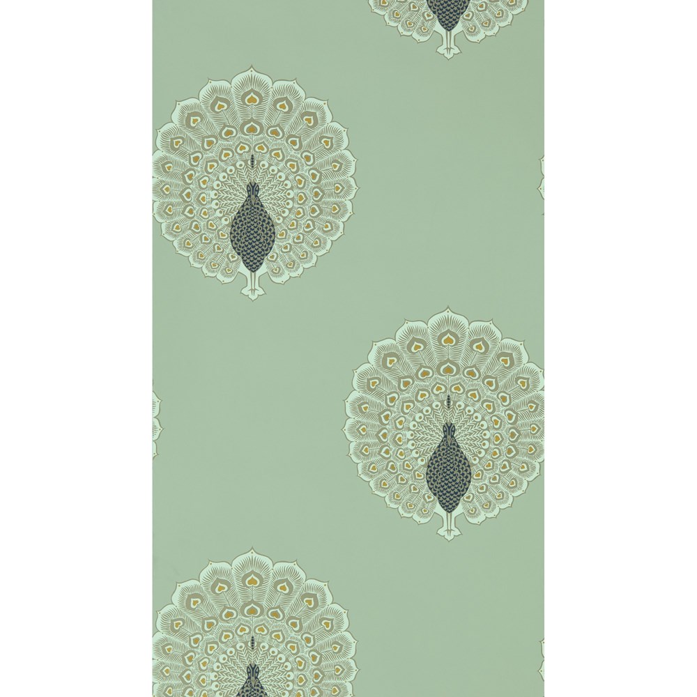 Kalapi Peacock Wallpaper 216759 by Sanderson in Sea Glass Green